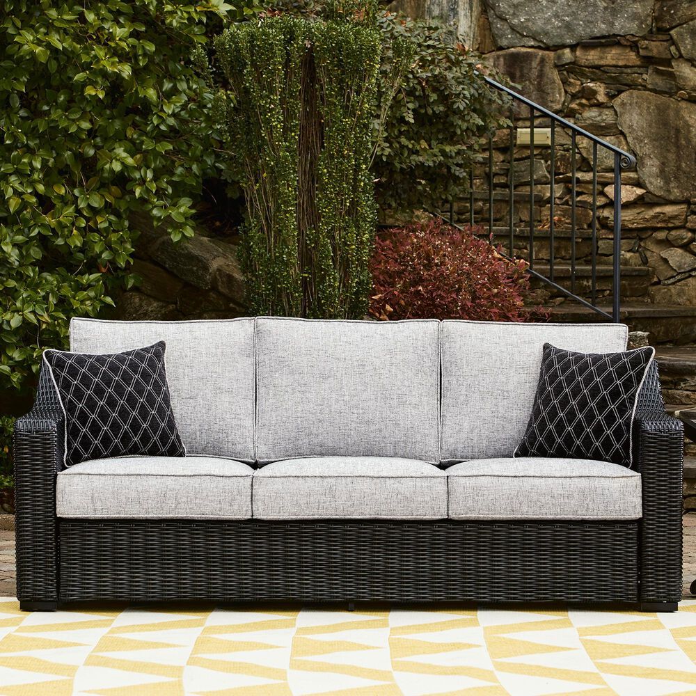 Ashley Beachcroft Sofa with Light Gray Cushion in Black, , large