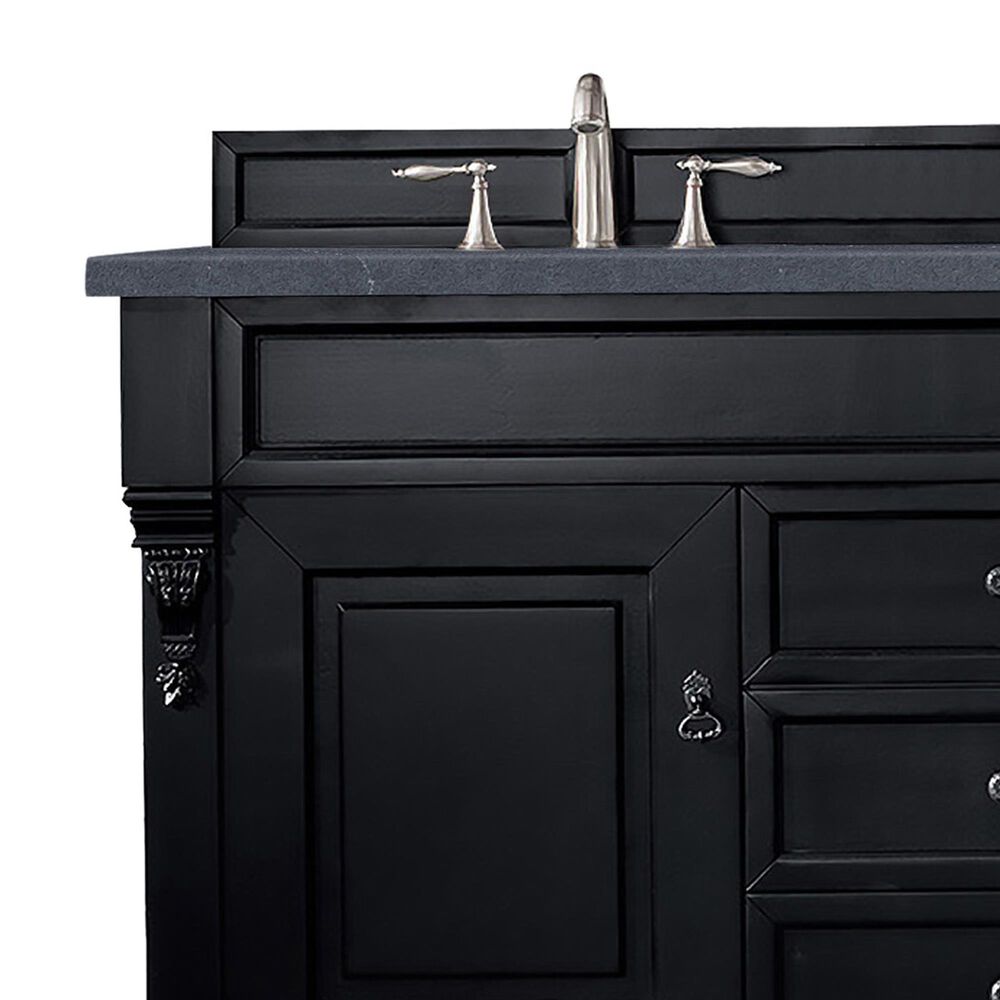 James Martin Vanities Brookfield 60&quot; Double Bathroom Vanity in Antique Black with 3 cm Charcoal Soapstone Quartz Top and Rectangle Sinks, , large