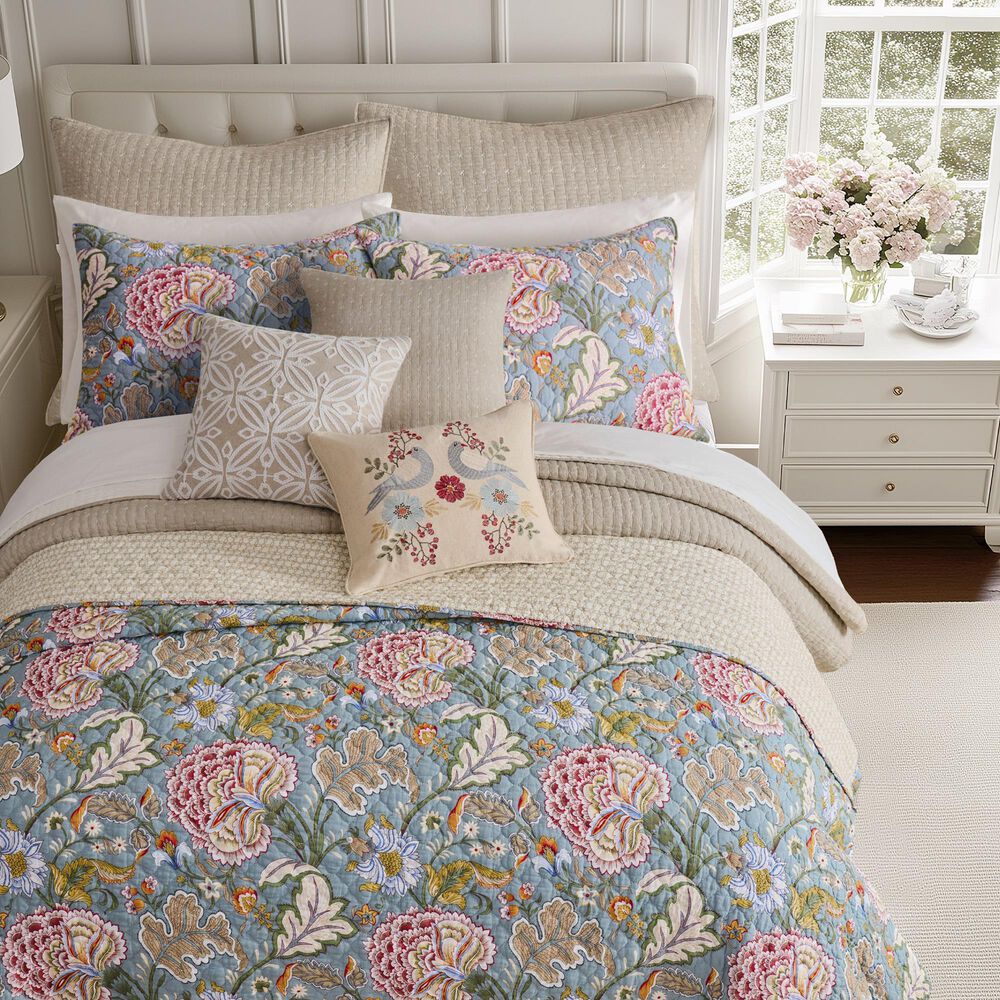 Levtex Angelica 3-Piece King Reversible Quilt Set in Greyish Blue, Taupe, Green, Blue, Burnt Orange and Maroon, , large