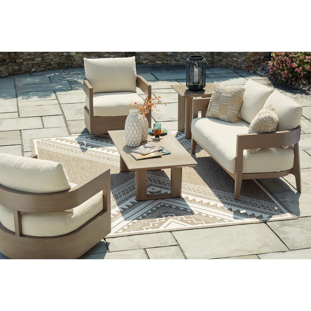 Ashley Serene Bay Patio Loveseat in White, , large