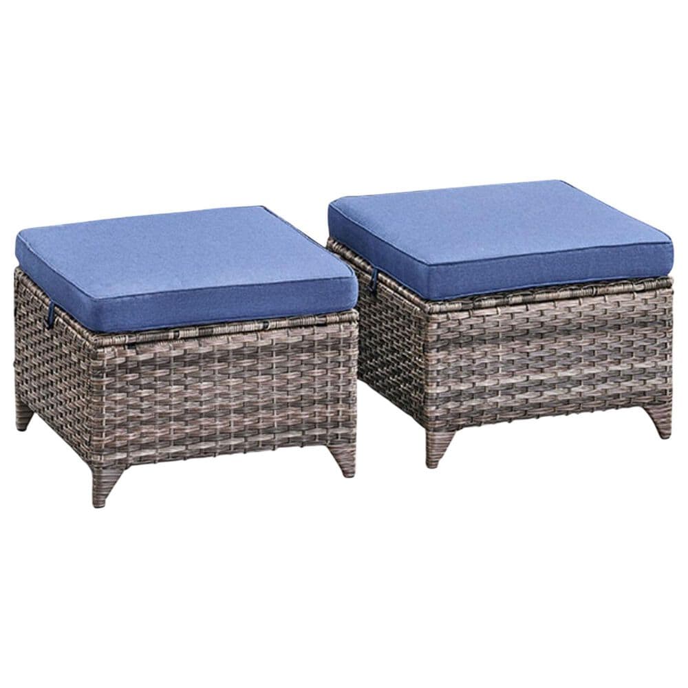 Sunwell Garden Patio Ottoman in Navy (Set of 2), , large