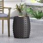 Hearth and Haven Outdoor Barrel Side Table with Studded Texture Design in Matte Black, , large