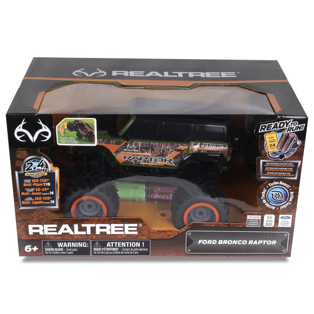 Mean Machines High Performance Radio Controlled Vehicle - Ford Raptor Bronco Monster Off Road Truck in Green and Orange, , large
