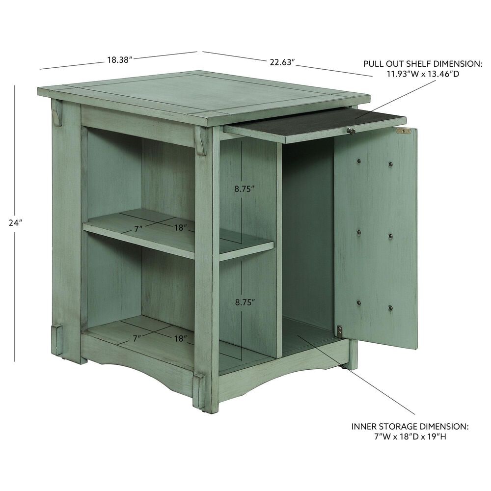 Linon Home Decor Parnell Side Table in Teal, , large