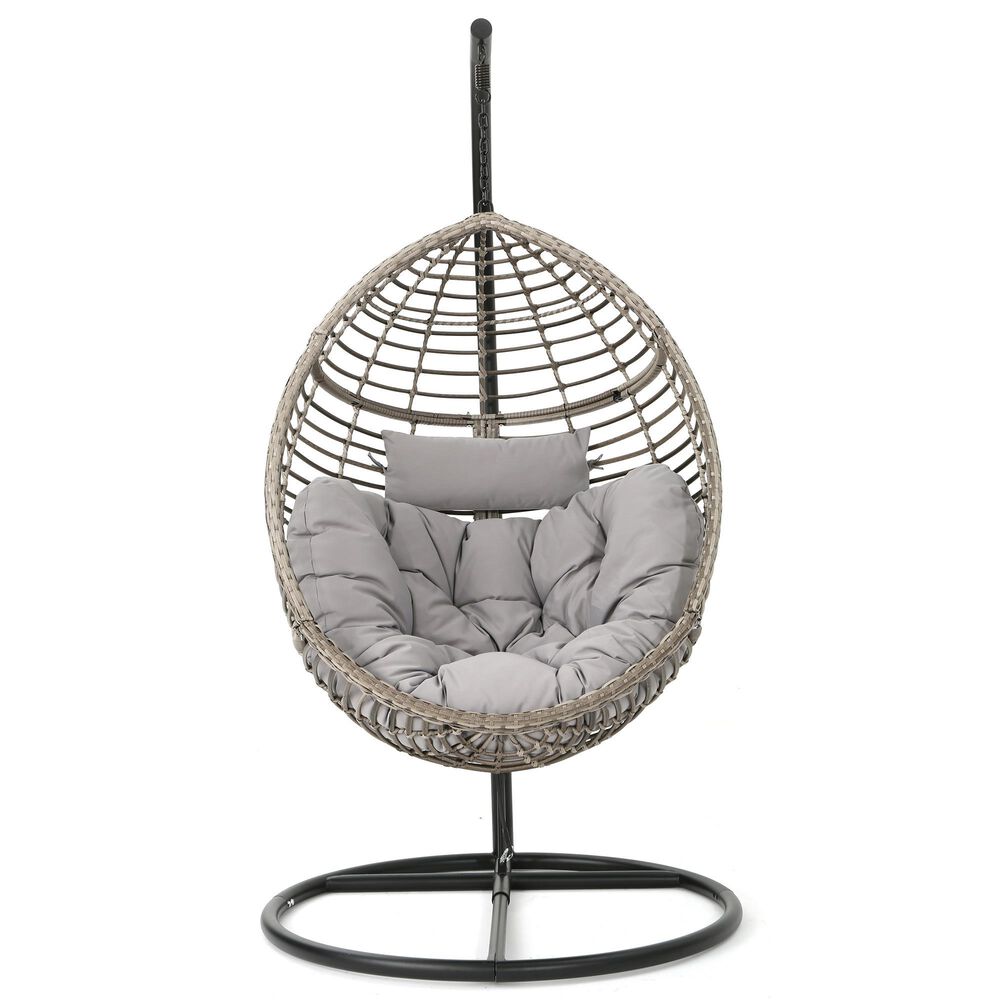 Noble House Layla Hanging Chair in Gray, , large