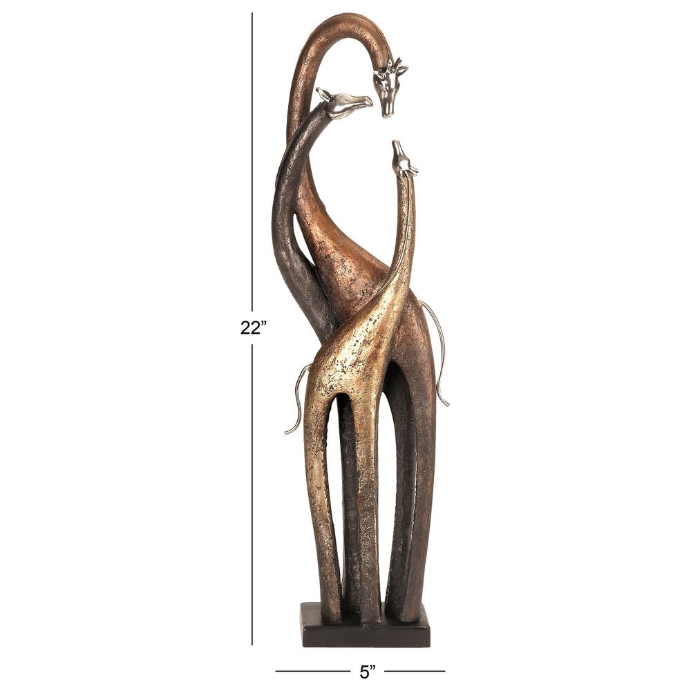 Maple and Jade Eclectic Giraffe Sculpture in Copper, Brass and Silver, , large