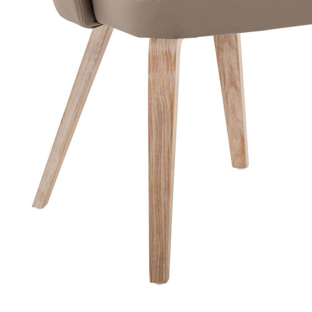 LumiSource York Side Chair with Brown Faux Leather Cushion in Whitewashed (Set of 2), , large