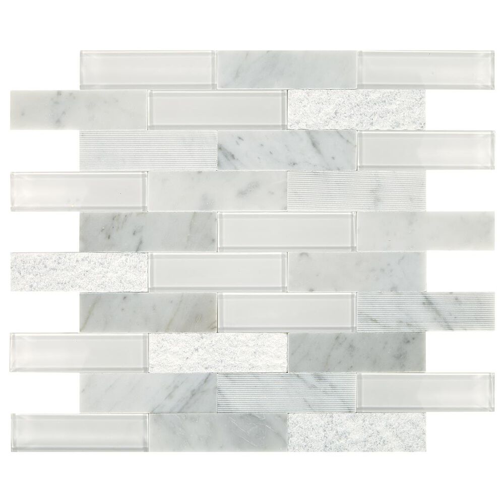 Dal-Tile SimplyStick Carrara White 12"x12" Brick Joint Mosaic Sheet, , large