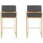 Lumisource Fuji High Back Counter Stool with Grey Faux Leather Cushion in Gold (Set of 2), , large