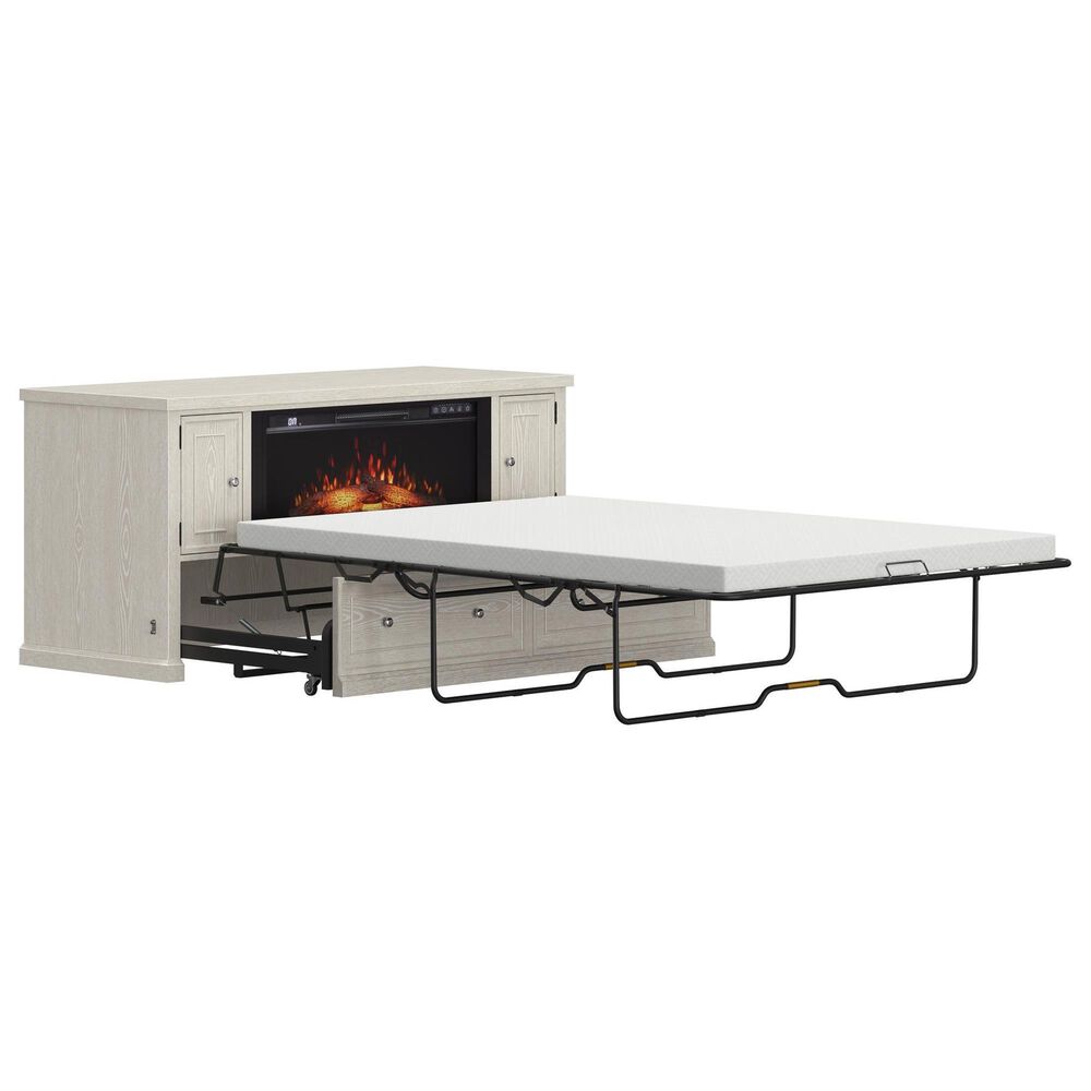 Richlands Furniture Soren Fireplace Dream Console with Queen Convertible Bed in Whitewash, , large