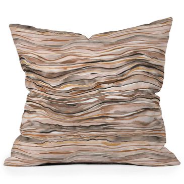 Deny Designs Agate Watercolor 18" Square Outdoor Throw Pillow in Brown, , large