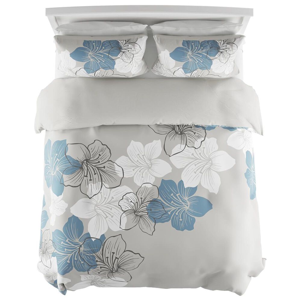 Timberlake Lavish Home &quot;Enchanted&quot; 3-Piece Full/Queen Comforter Set in Blue &amp; White Floral, , large