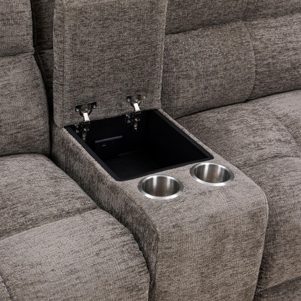 Simeon Collection Buster Manual Reclining Console Loveseat in Cabot Stone, , large