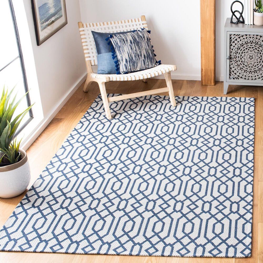 Safavieh Martha Stewart Cotton MSR421M 6&#39;7&quot; x 9&#39; Blue and Grey Area Rug, , large