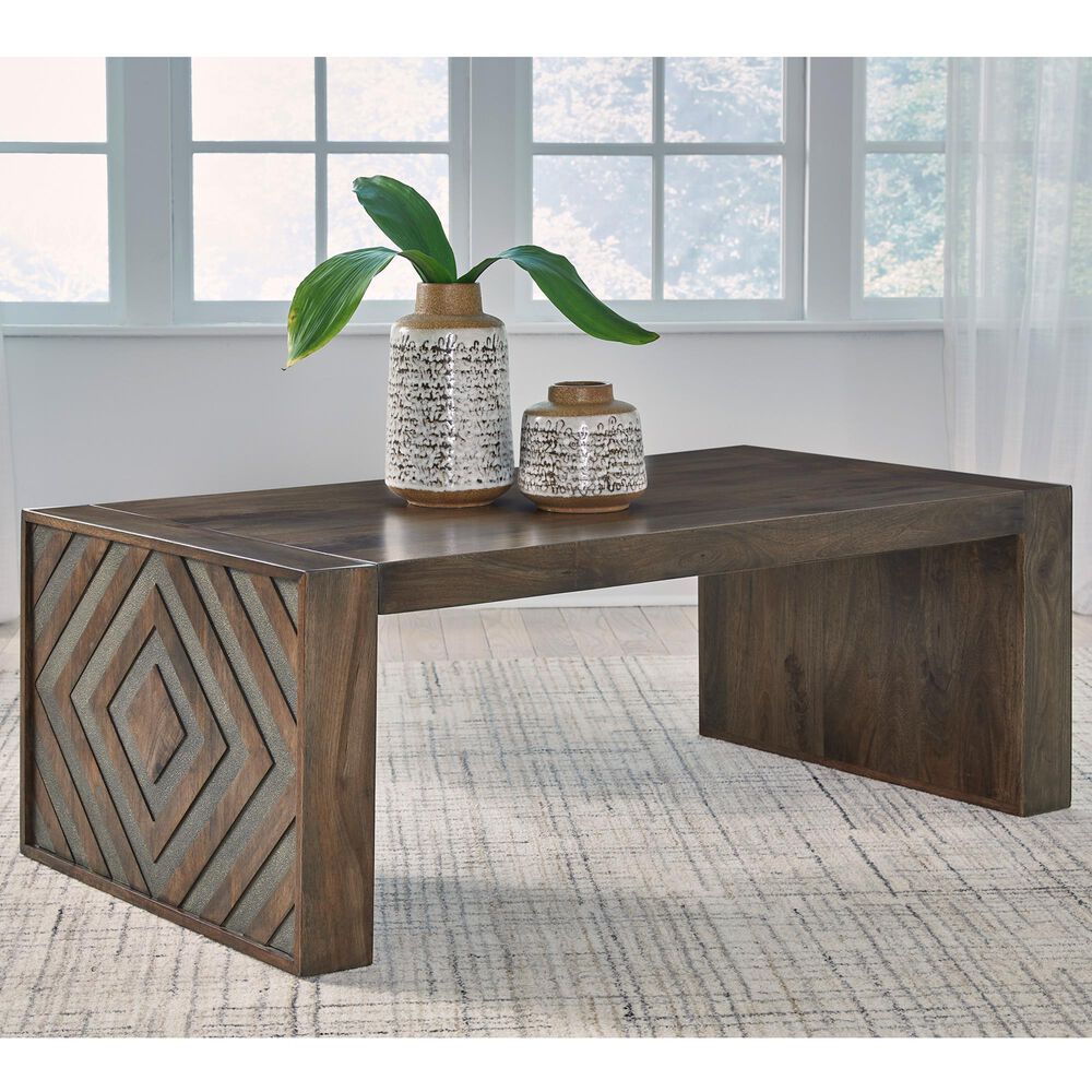Ashley Dreggan Rectangular Cocktail Table in Warm Walnut, , large