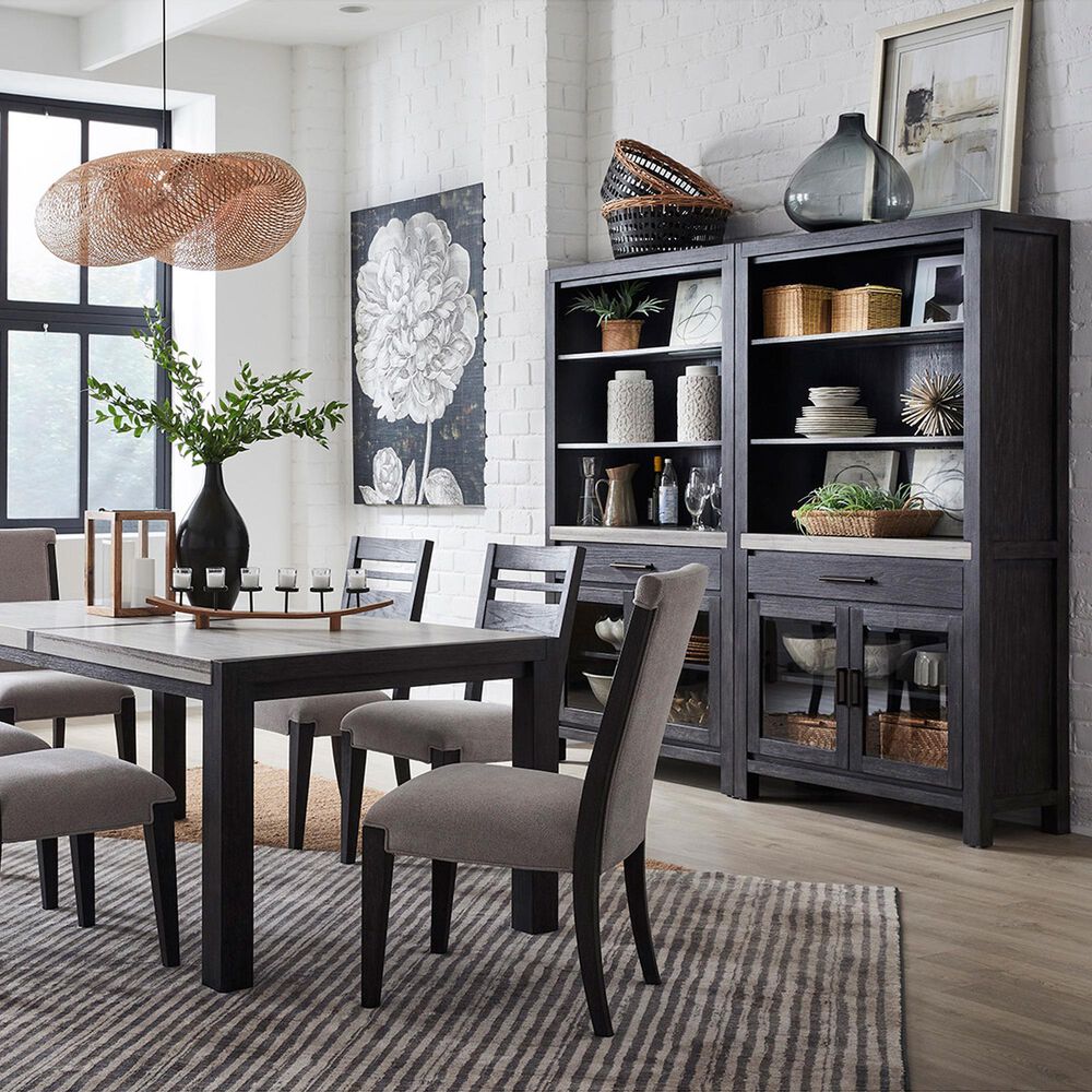 Nicolette Home Plum Creek Display Cabinet with Hutch in Ravenwood Black, , large