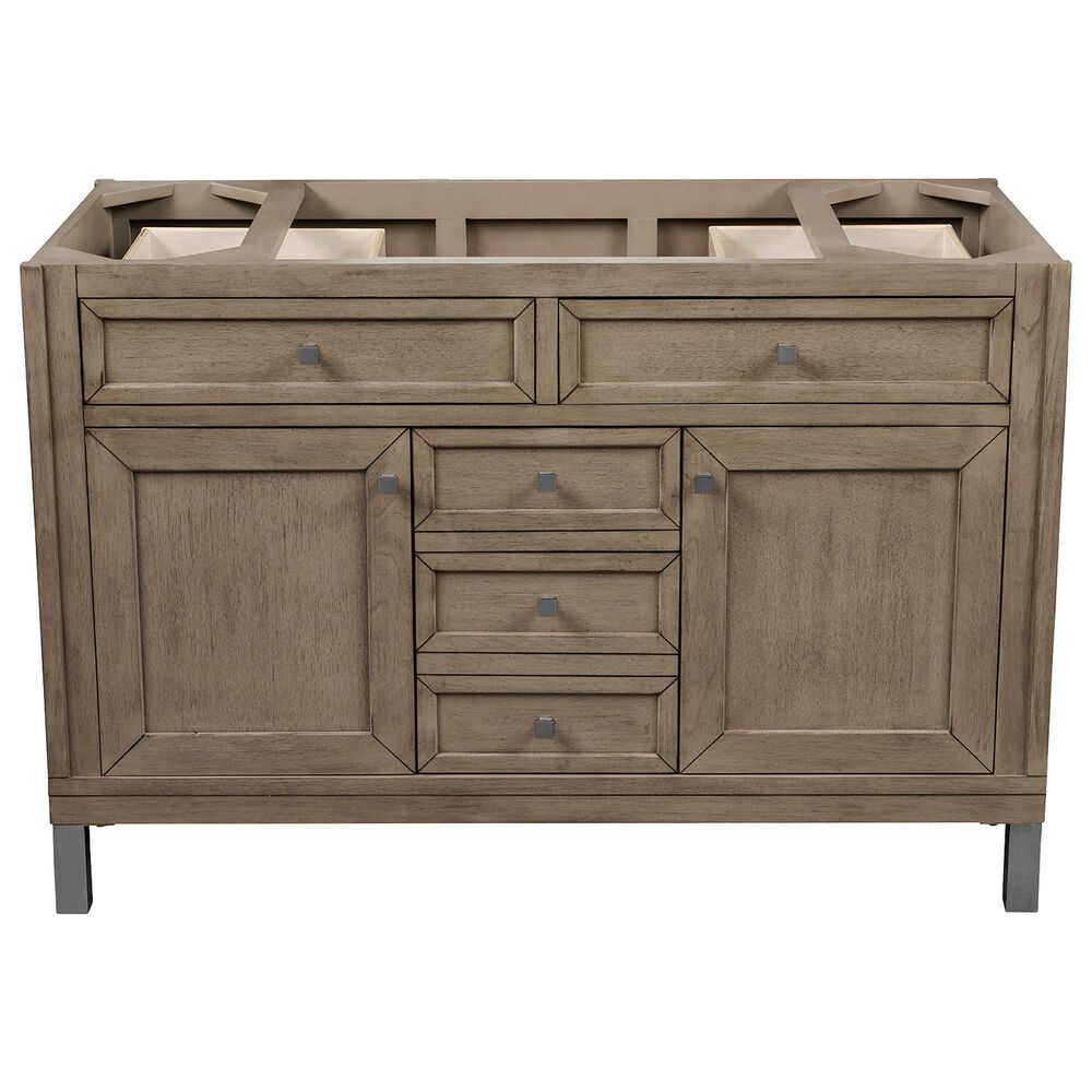 James Martin Vanities Chicago 48&quot; Single Bathroom Vanity in Whitewashed Walnut with Single Hole 3 cm White Zeus Quartz Top and Rectangular Sink, , large