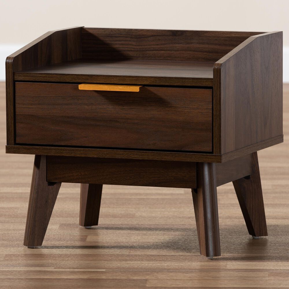Baxton Studio Lena 1-Drawer Nightstand in Walnut Brown, , large