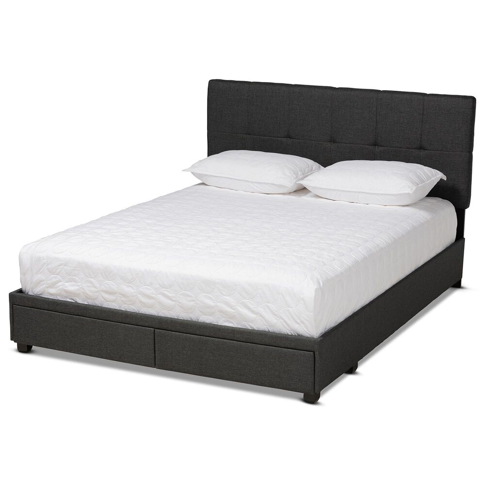 Baxton Studio Netti Queen Storage Bed with Dark Grey Upholstered in Black, , large