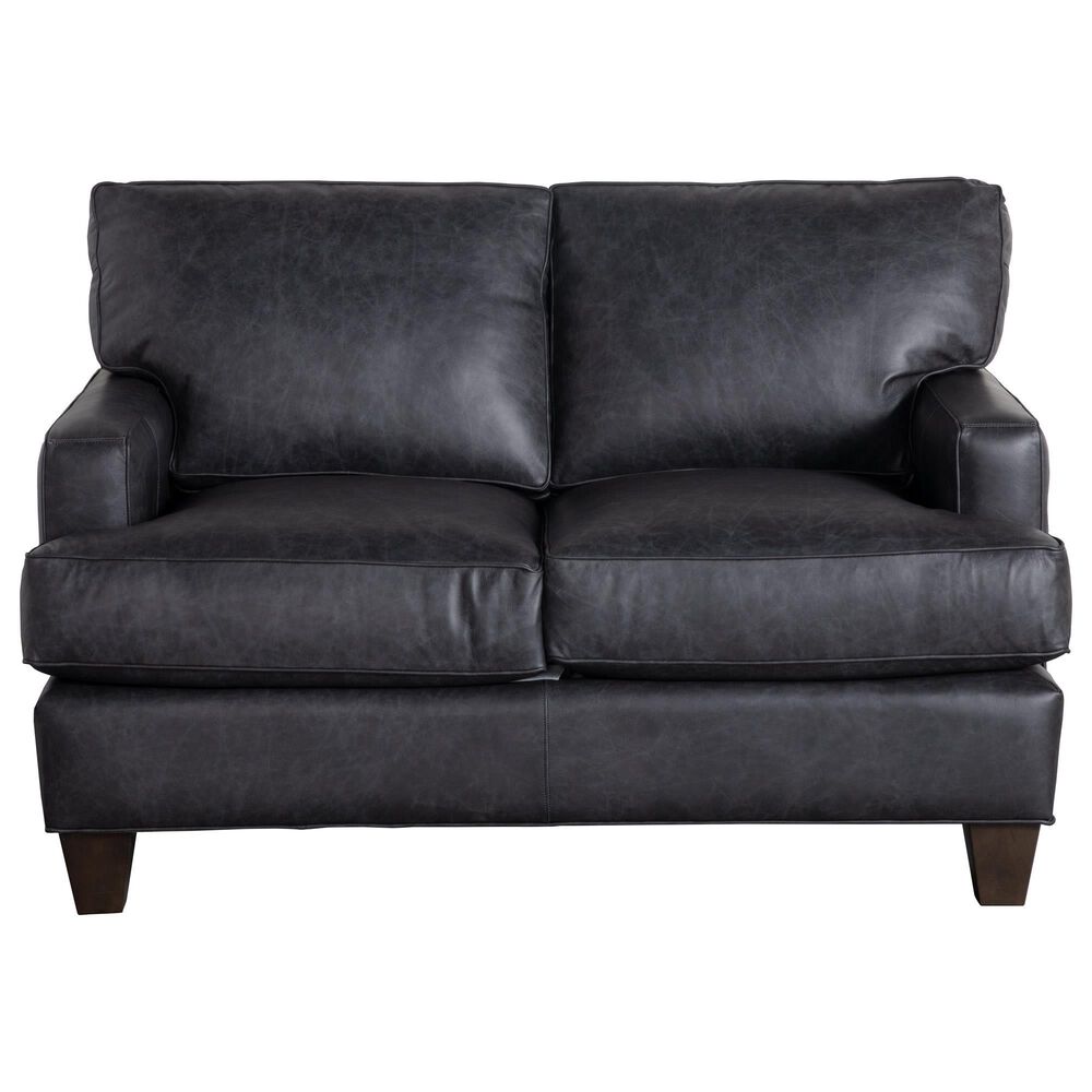 Hickorycraft Leather Loveseat in Dark Gray, , large