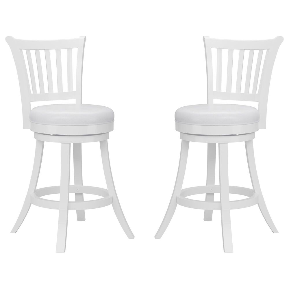 CorLiving Woodgrove Swivel Counter Stool in White (Set of 2) NFM