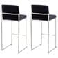 Lumisource Fuji High Back Barstool with Black Velvet in Stainless Steel (Set of 2), , large