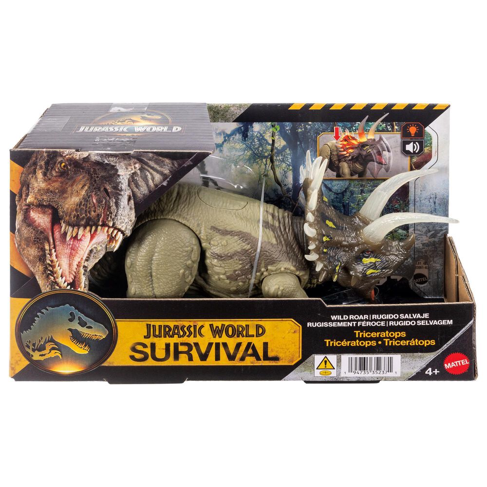 Jurassic World Wild Roar Triceratops Action Figure, , large
