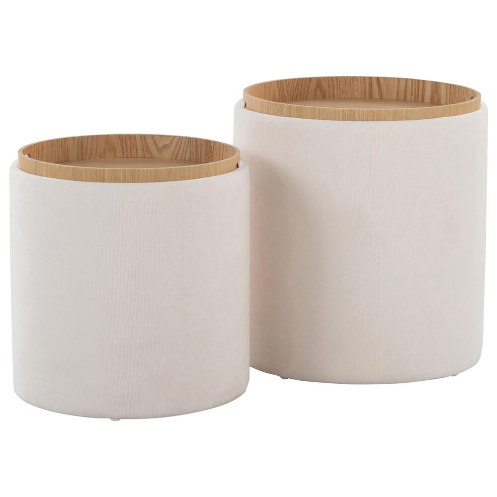 Lumisource Tray 2-Piece Nesting Ottoman Set in Cream, , large
