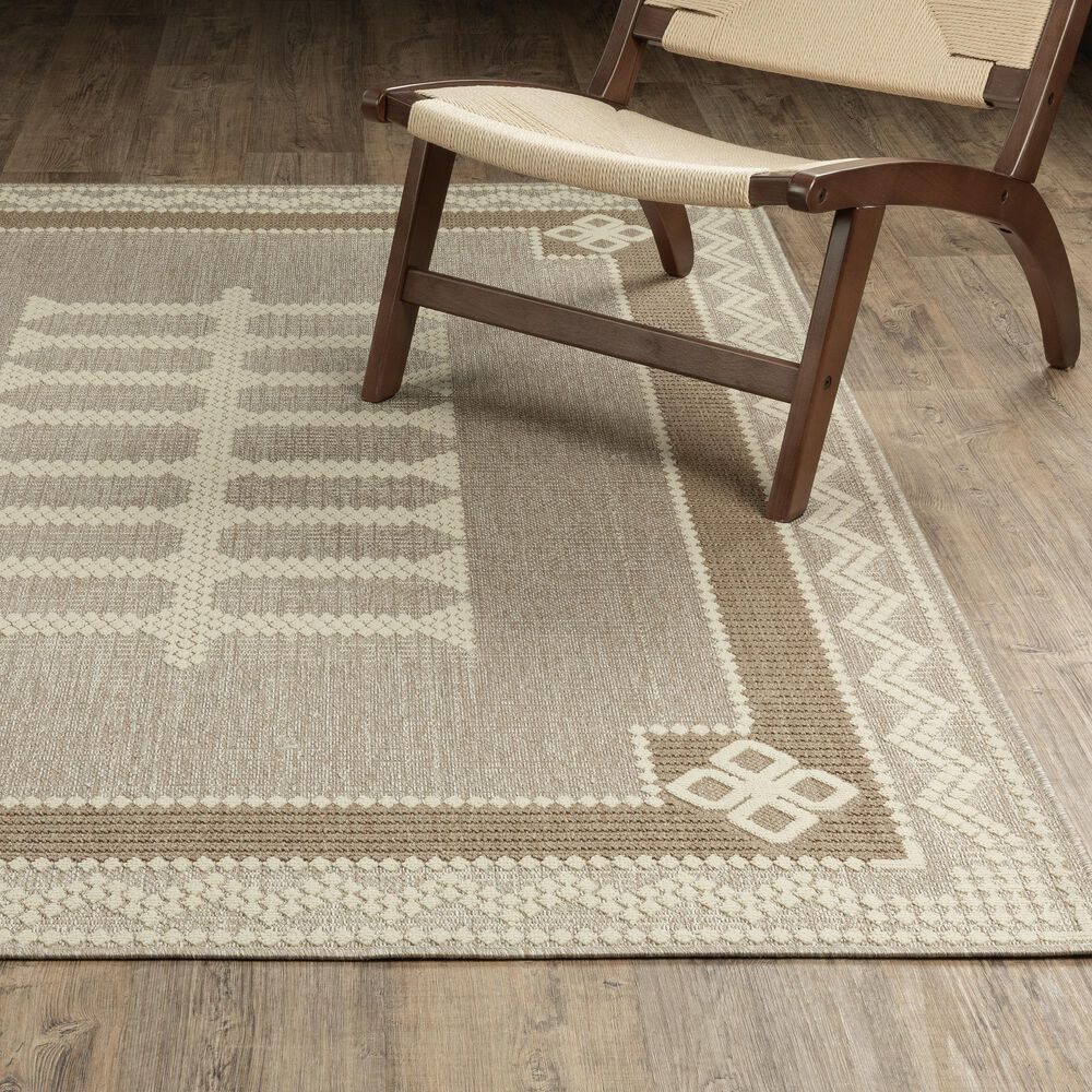 ROW by Oriental Weavers Zarina ZAR08 Beige and Brown 5'3" x 7'3" Indoor/Outdoor Area Rug, , large