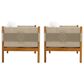 Hearth and Haven Outdoor Club Chair with Diamond Pattern Rope and Light Teak Frame in Cream (Set of 2), , large