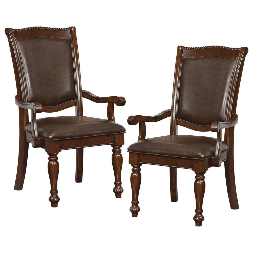 Furniture of America Tovar Dining Armchair in Brown Cherry (Set of 2), , large