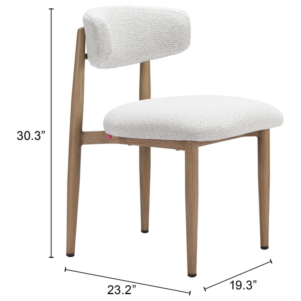 Zuo Modern Bege Side Chair in White, , large