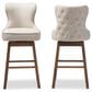 Baxton Studio Gradisca Swivel Bar Stool with Light Beige Cushion in Dark Walnut (Set of 2), , large