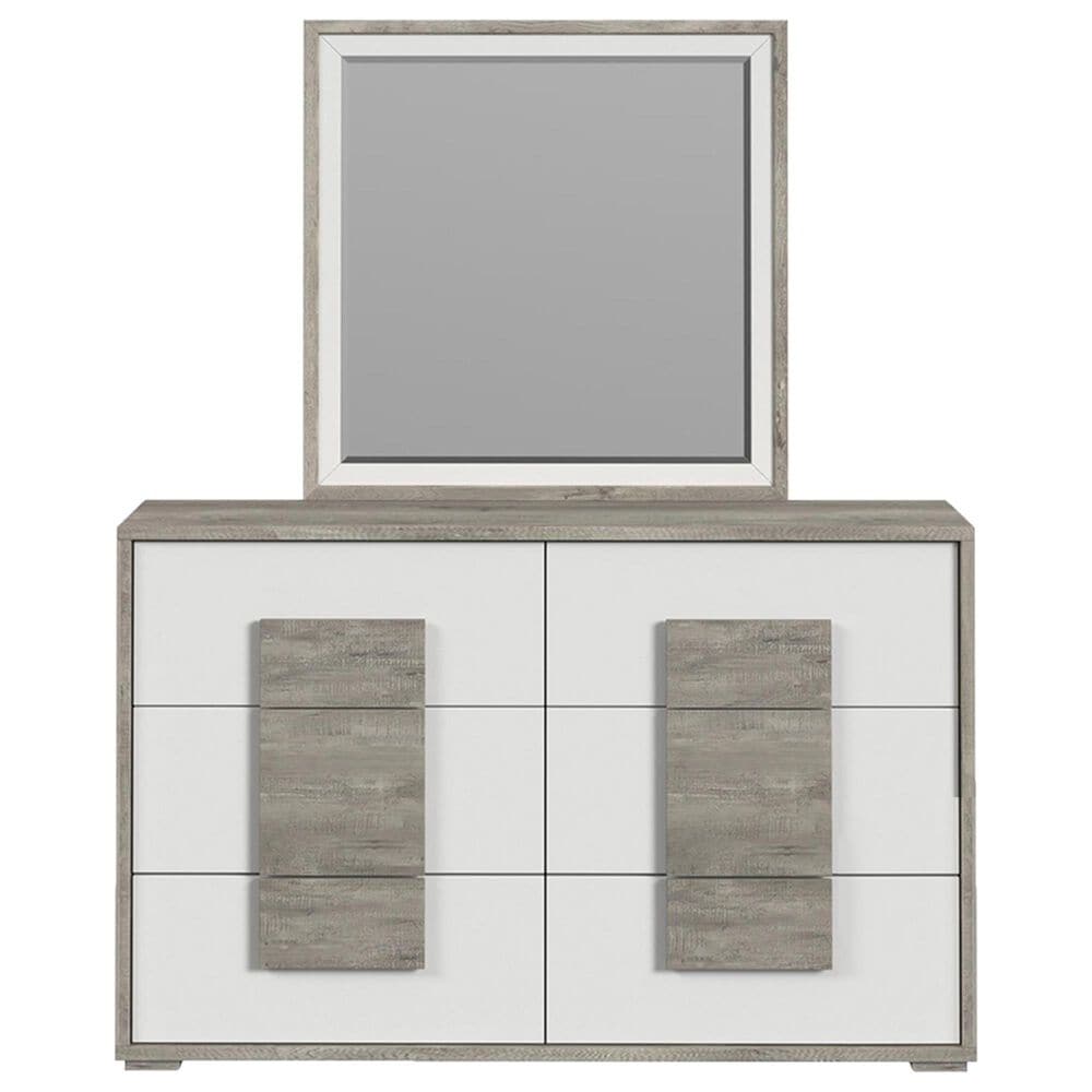 Mayberry Hill San Matteo 6-Drawer Dresser and Mirror in White and Ash Grey, , large