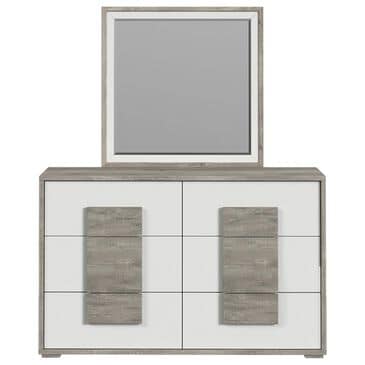 Mayberry Hill San Matteo 6-Drawer Dresser and Mirror in White and Ash Grey, , large