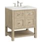 James Martin Vanities Breckenridge 30" Single Vanity in Whitewashed Oak with 3 cm Ethereal Noctis Quartz Top, , large