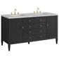 James Martin Vanities Myrrin 60" Double Vanity in Carbon Oak with 3 cm Eternal Jasmine Pearl Quartz Top, , large