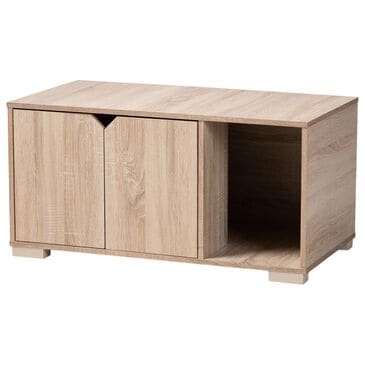 Baxton Studio Jasper 2-Door Cat Litter Box Cover House in Oak, , large