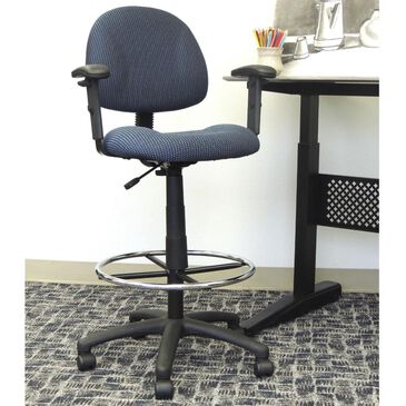 Regal Co. Boss Drafting Stool with Footring & Adjustable Arms in Blue, , large