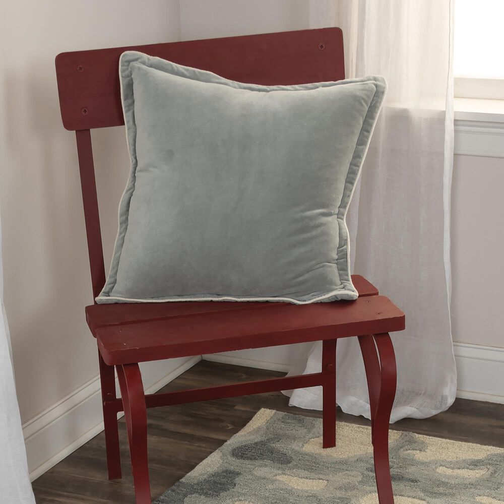Rizzy Home Connie Post Solid 20&quot; Down Filled Pillow in Gray with Narrow Welt, , large