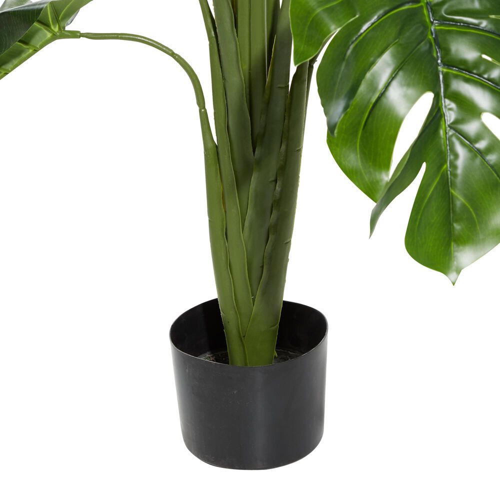 Maple and Jade 48&quot; Indoor/Outdoor Artificial Monstera with Black Plastic Pot in Green, , large