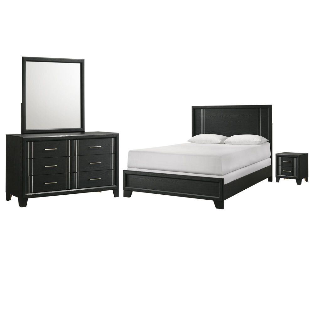 Crown Mark Charlie 4-Piece King Panel Bedroom Set in Charcoal, , large
