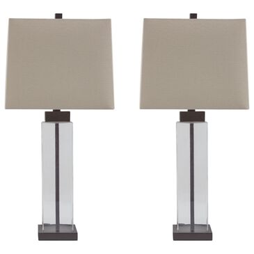 Signature Design by Ashley Alvaro Glass Table Lamp In Clear/Bronze (Set Of 2), , large