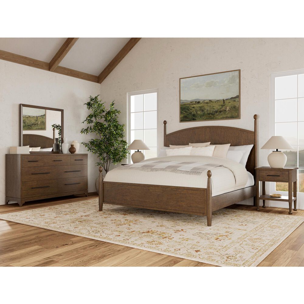 Riverside Furniture Calhoun 4-Piece King Panel Bedroom Set in Whiskey Oak, , large