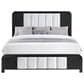 Modern Market Beckett King Platform Bed with LED Lights in Black Finish and White Fluted Upholstery, , large