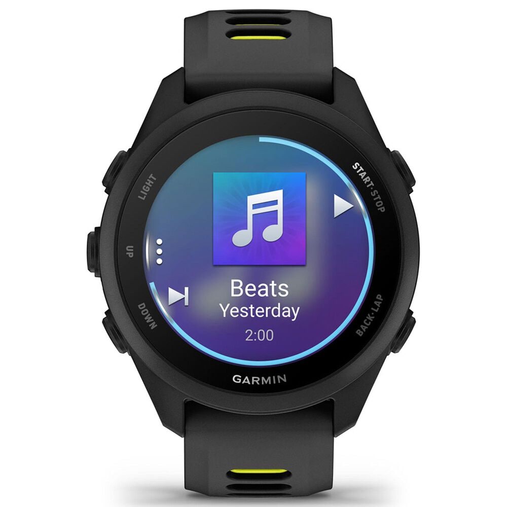 Garmin Forerunner 170 Music Smartwatch 42mm Black Case with Black and Amp Yellow Silicone Band, , large