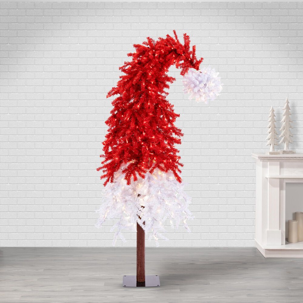 The Gerson Company 7&#39; Pre-Lit Artificial Christmas Tree in Red and White, , large