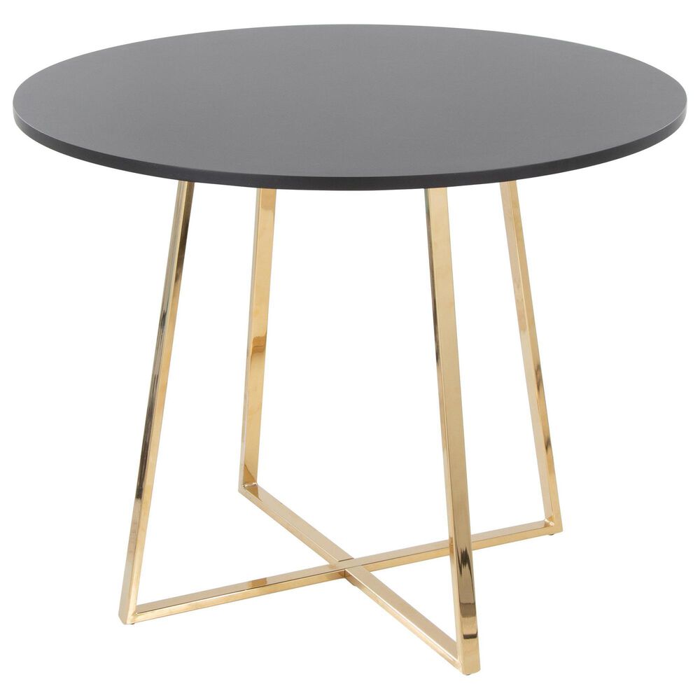 LumiSource Cosmo Round Dining Table in Gold and Black - Table Only, , large