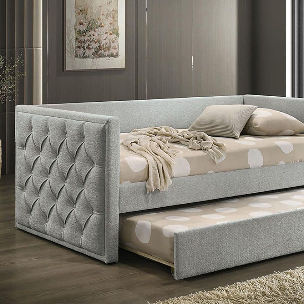 Furniture of America Renzi Twin Daybed with Trundle in Gray, , large
