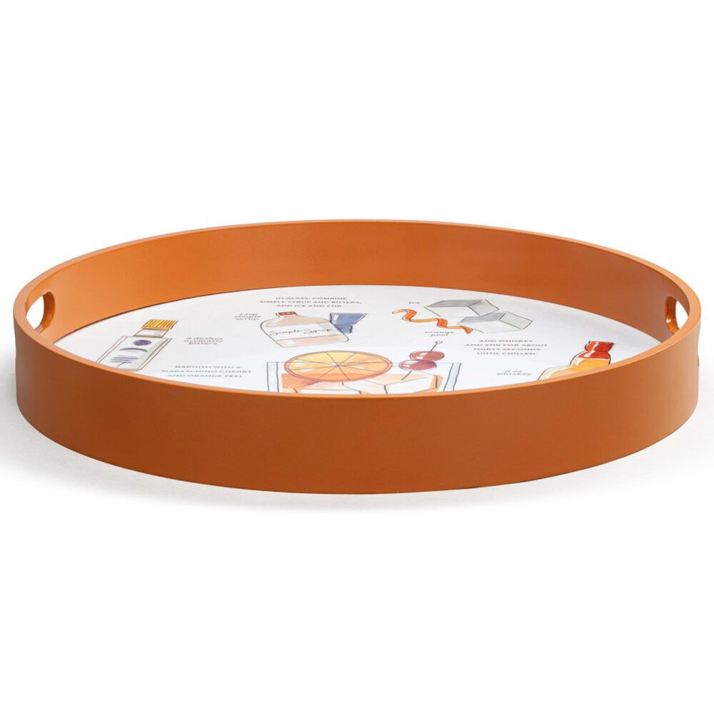 Demdaco Old Fashioned Round Serve Tray in Orange, , large